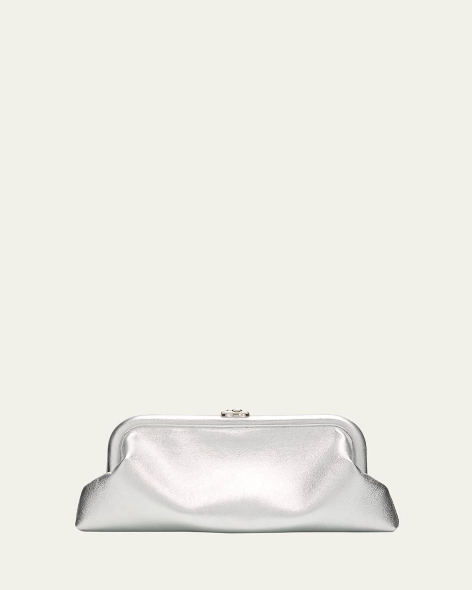 Skylar Frame Metallic Leather Clutch Bag